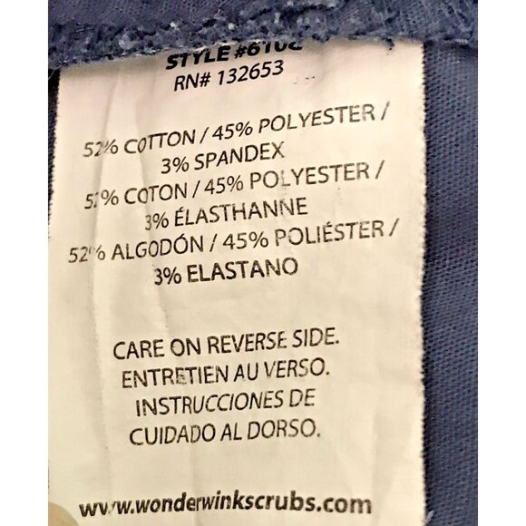 Wonder Winks Flex Scrub Top Women's 3X Navy Cotton Blend Pockets V-Neck Medical - Picture 8 of 8